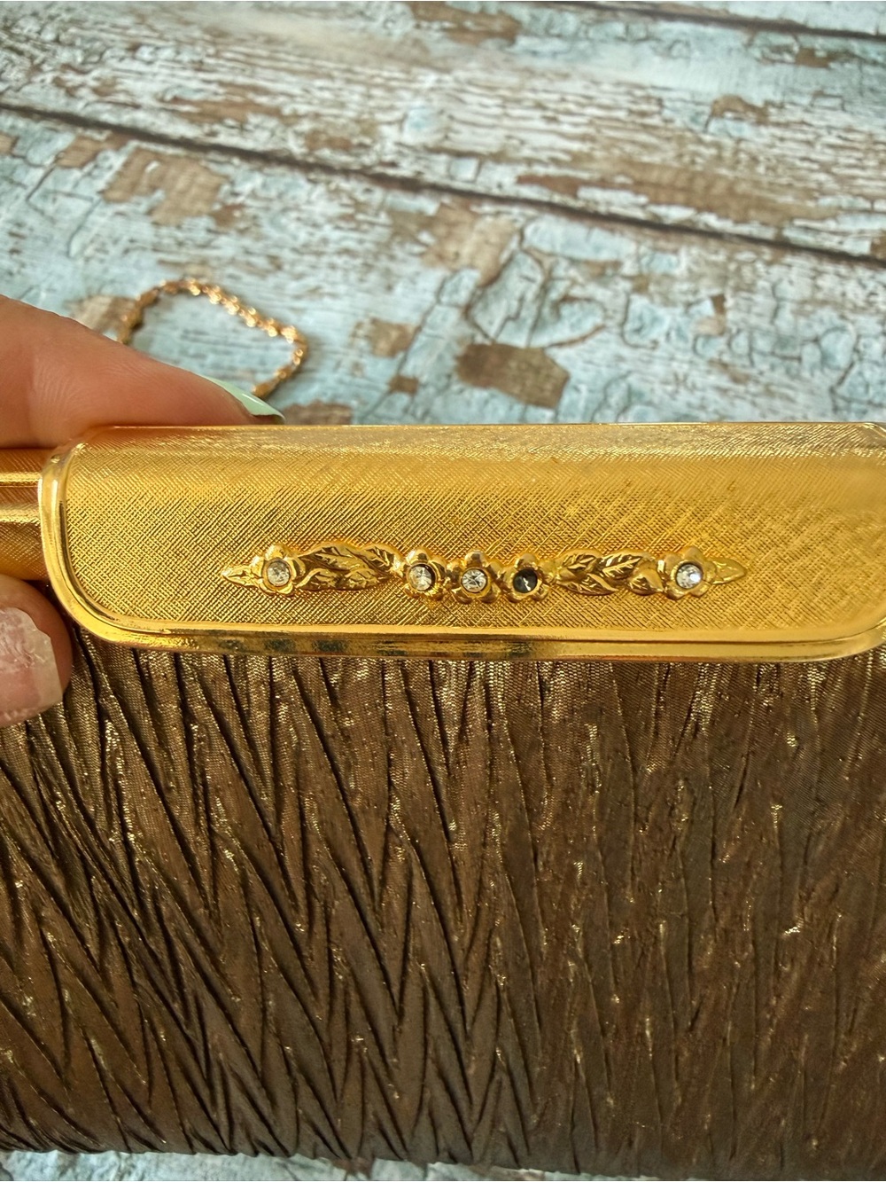 La Regale Hand Made Gold Evening Mini Clutch